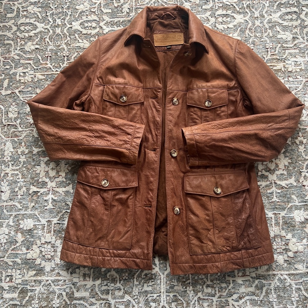 Timberland Men's Brown Leather Barn Jacket